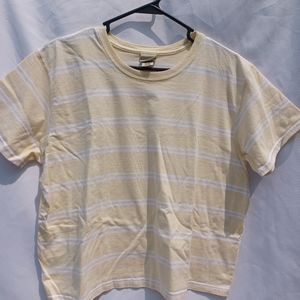 L.L. Bean Woman's Size large yellow and white striped shirt